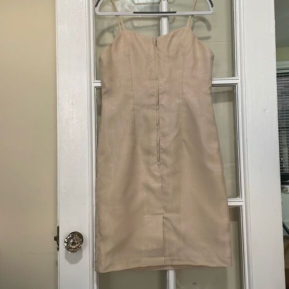 Raffaella chiffon beige Y2K spaghetti strap mini cocktail dress size medium - Picture 6 of 16
